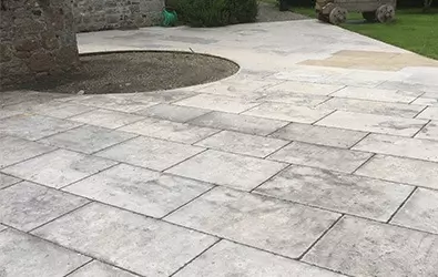 old and dirty garden limestone tiles